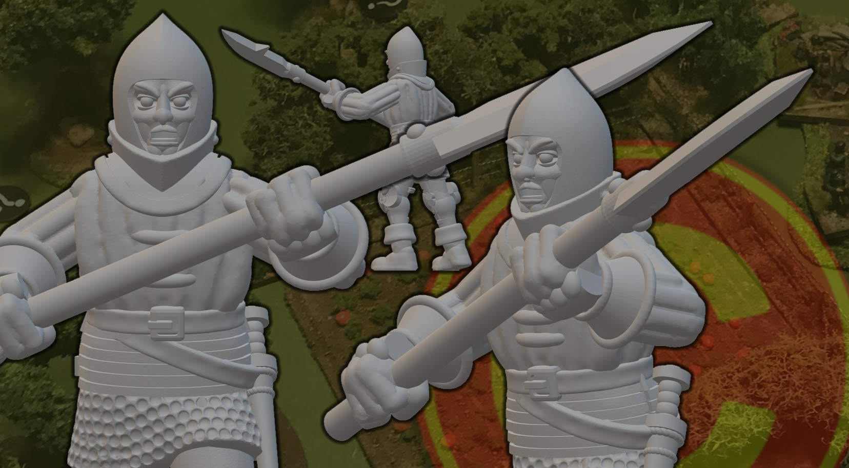 Medieval Man-at-Arms Advancing with Polearm